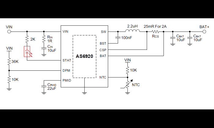 AS6920是紫源微推出 的 1节和2节锂电池同步降压充电芯片，充电电流2A